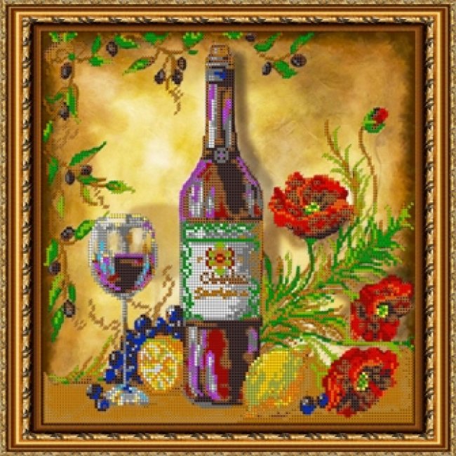«Диамант» схема с клеевым покрытием для алмазной вышивки ДК-543 «Красное вино» 34*34см (1шт) цвет:ДК-543