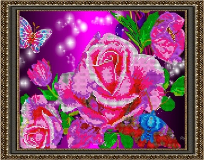 «Диамант» набор со стразами на подрамнике ДРК-321 «Акварельные розы» 38*30см (1шт) цвет:ДРК-321