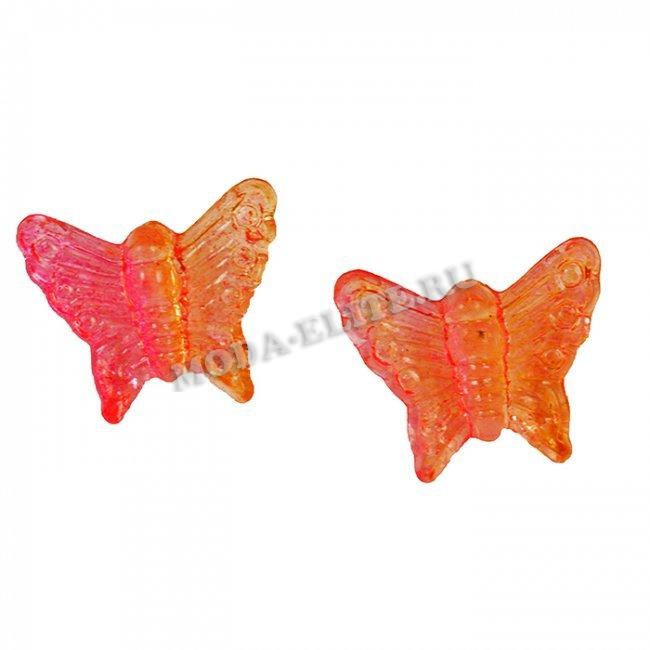 Бусины пластик SA062 "Бабочка" 16*13мм (20шт) цвет:L19-оранжевый/розовы