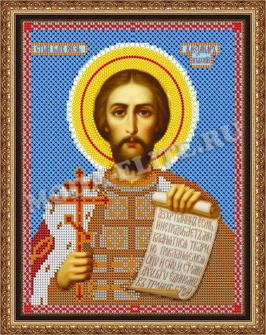 «Светлица» рисунок на ткани для вышивания бисером 752 «Св. Александр» 19*24см (1шт) цвет:752