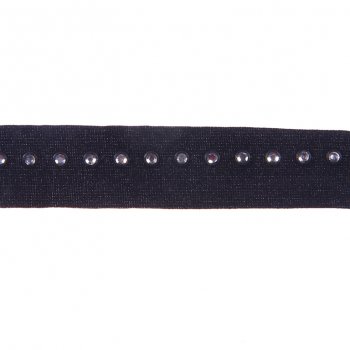 Тесьма пластик S095-D "полоска" на замшевой ленте со стразами 2см (10ярд) цвет:черный